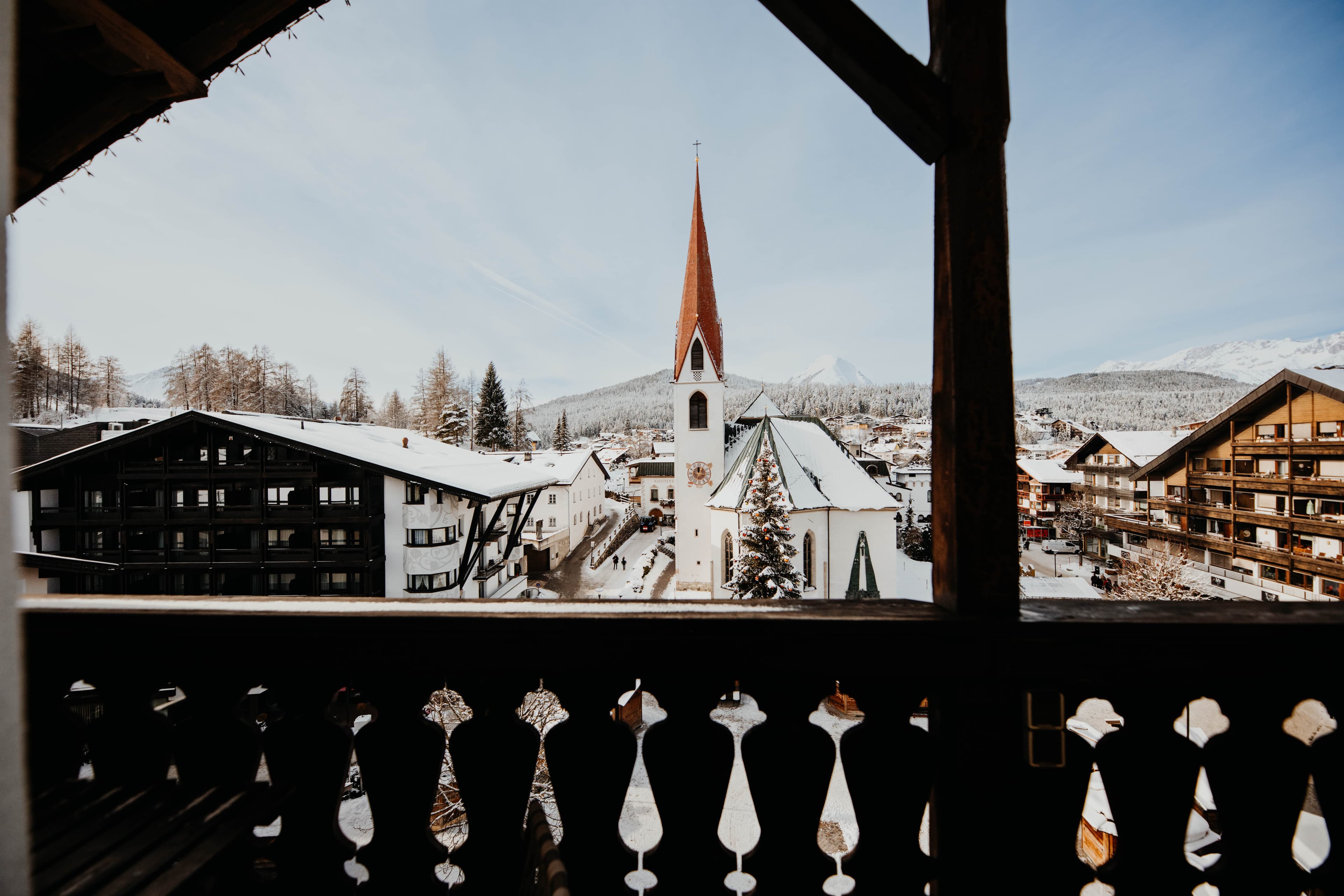 Balkonblick auf das winterliche Seefeld